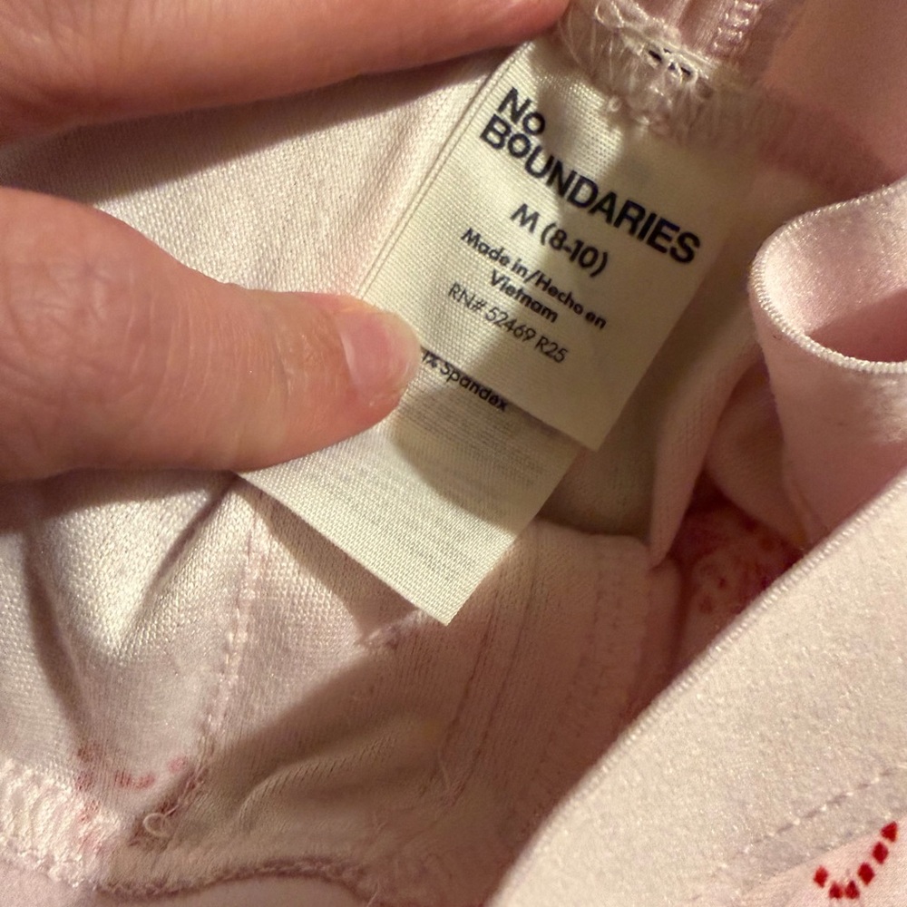 No Boundaries Pink Cream Heart Print Pajama Set - Picture 4 of 7